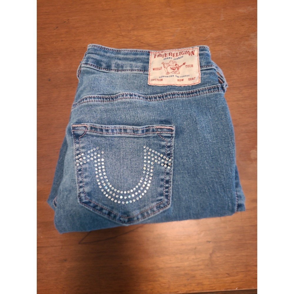 TRUE RELIGION JENNIE CURVY MID RISE SUPER SKINNY CRYSTAL BLUE JEANS Size‎ 29